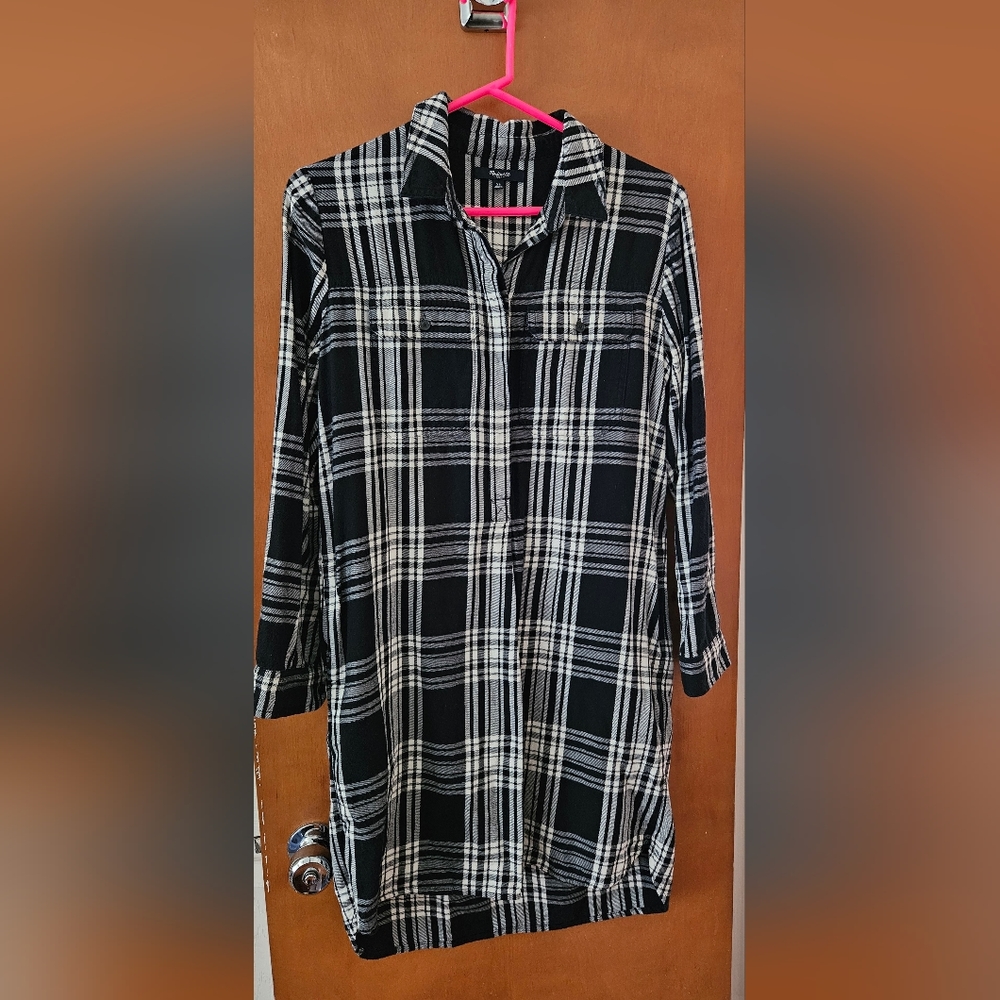 Madewell Flannel Daywalk Plaid Shirt Dress Size XS - Picture 3 of 6